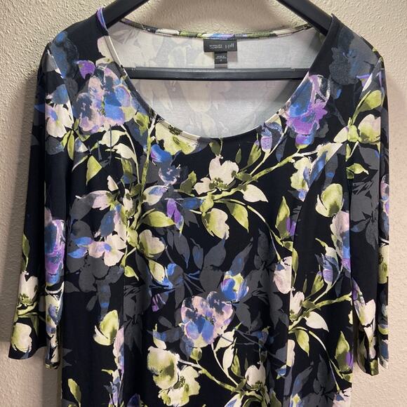 J.Jill Women Wearever Collection Black Floral Lagenlook Style Dress Size M - Picture 2 of 8